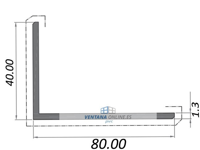 ANGULO DE 80X40X1,3 ALUMINIO COLOR ENBERO